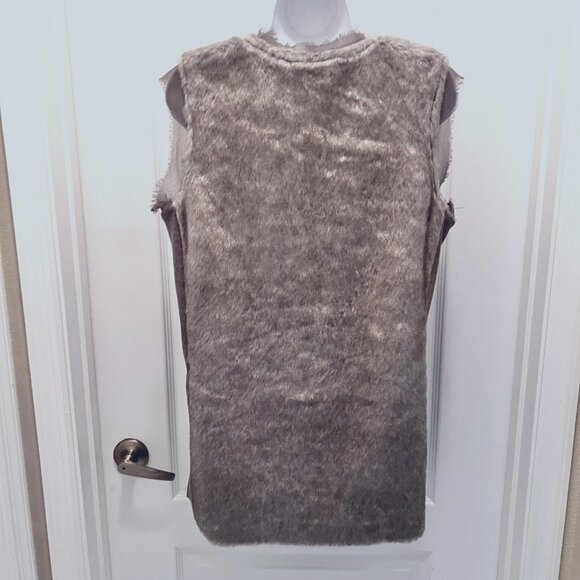 Simply Vera Vera Wang Faux Fur Vest/Shawl Women's-Tie/Front-Sheer Shoulder-Med - Picture 11 of 16